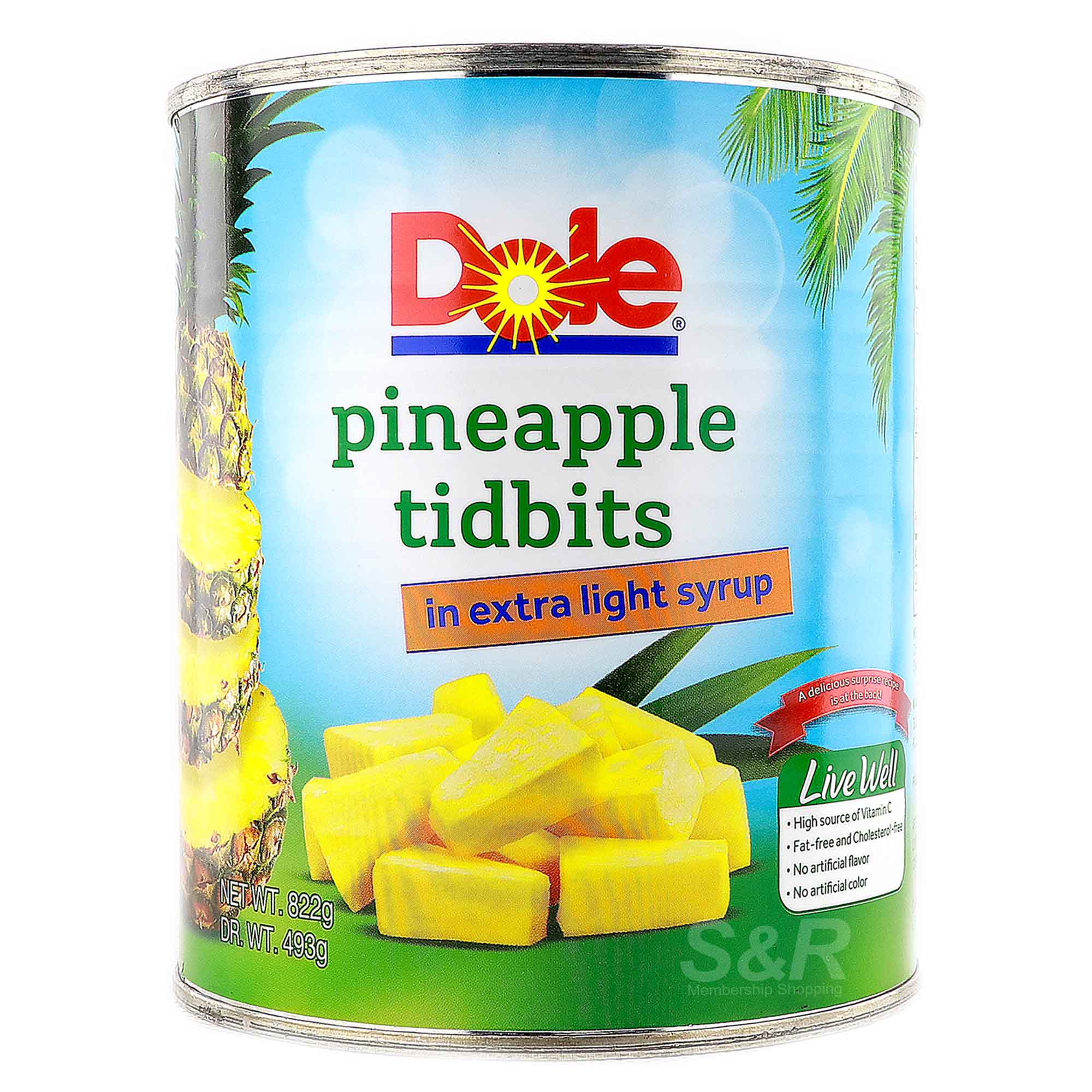 Dole Pineapple Tidbits in Extra Light Syrup 822g